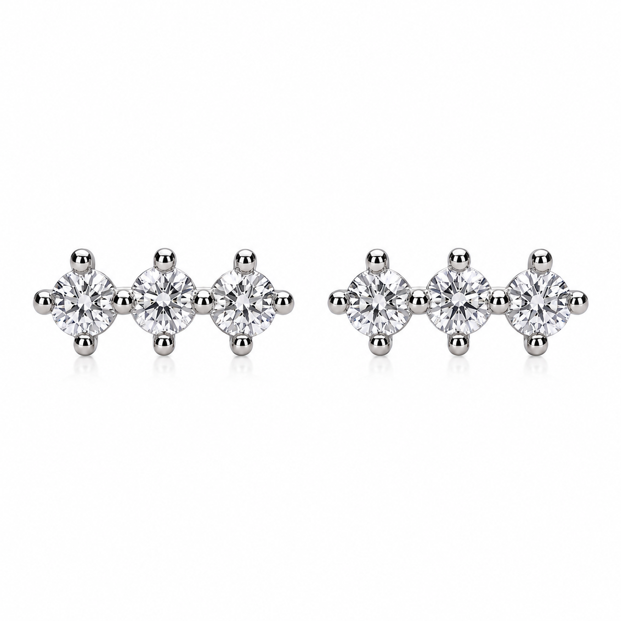 Triple-stone-bar-studs