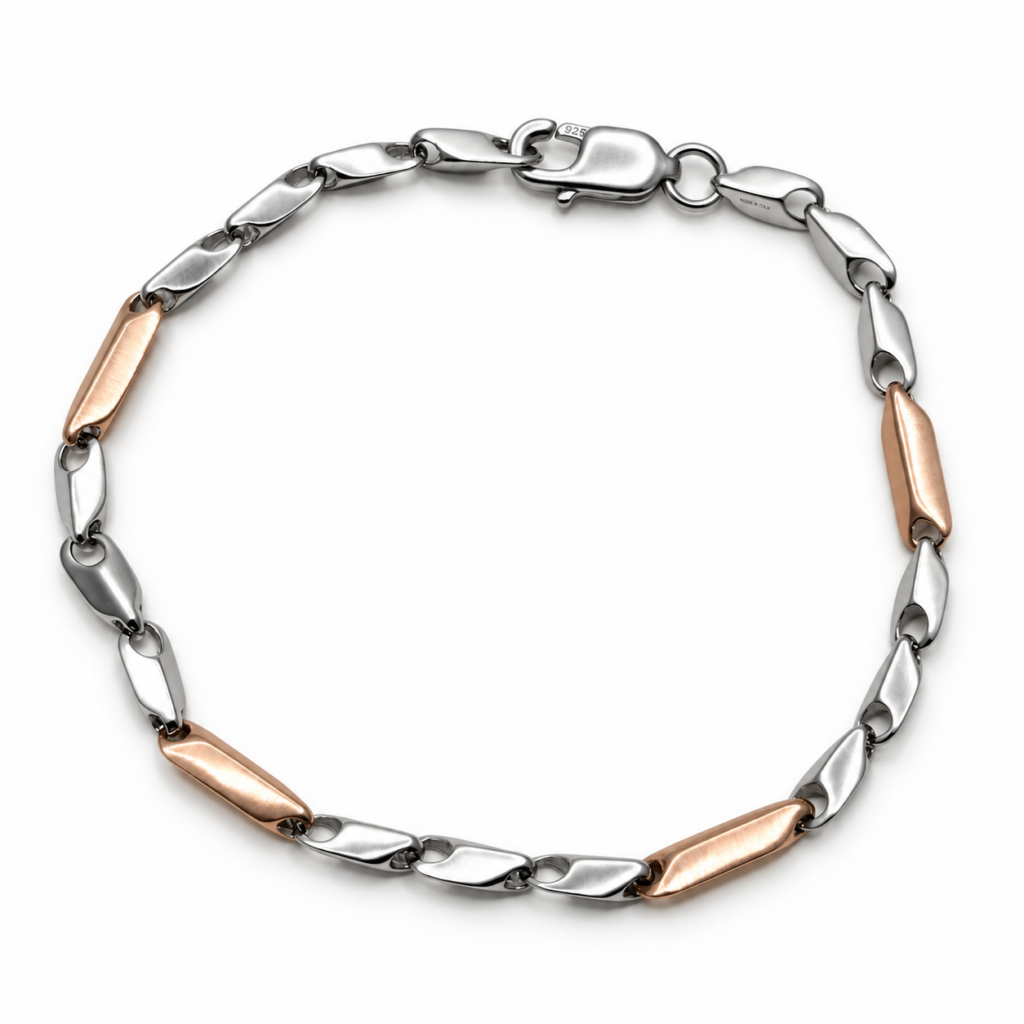 Two-tone-bar-link-chain-bracelet