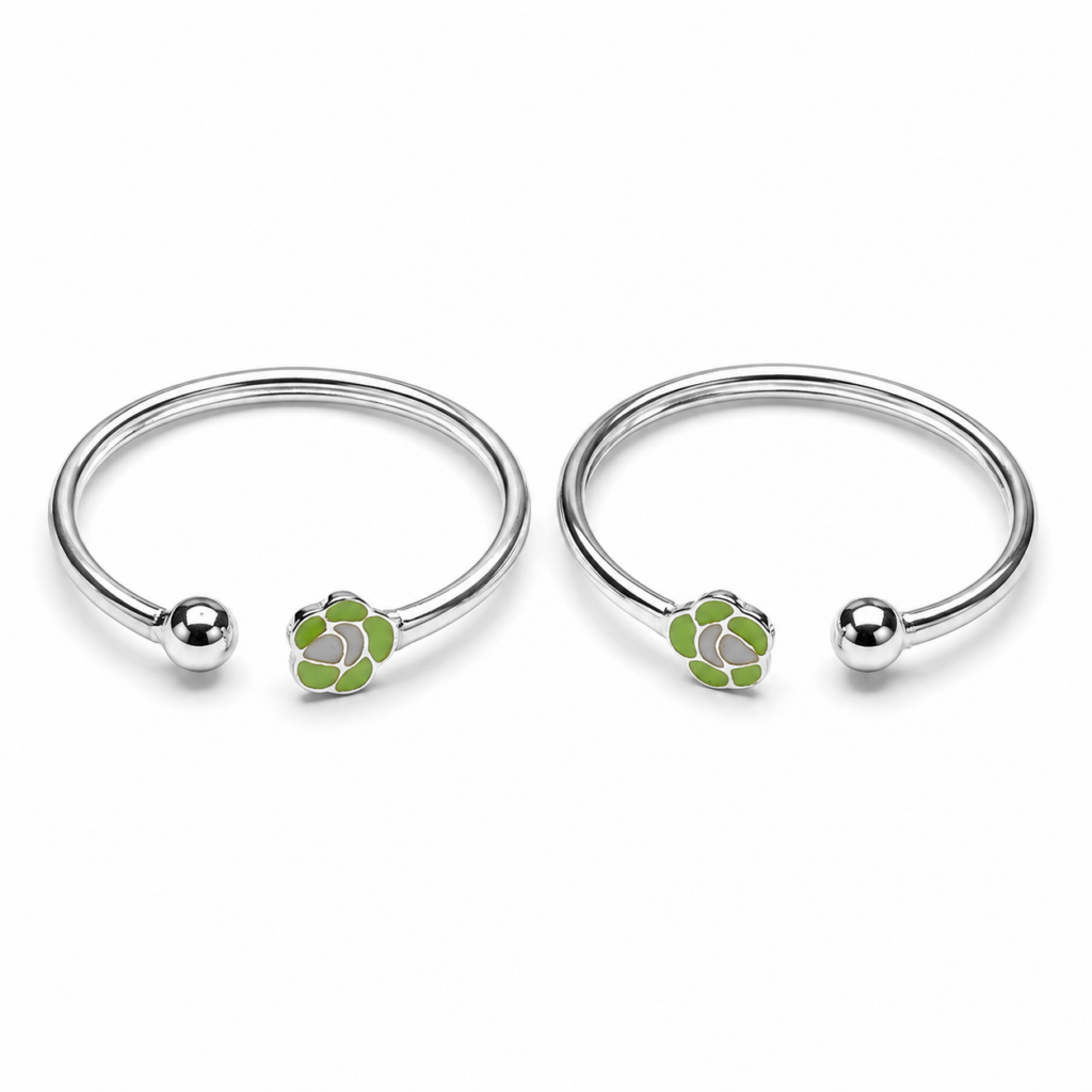 silver-green-enamel-flower-baby-kada