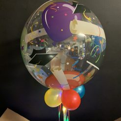 Graduation bubble in a box closeup