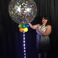 Jumbo Sparkle Confetti balloon with pink ribbon lite