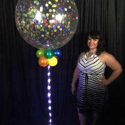Multicoloured Sparkle Confetti Balloon on white Ribbon Lite