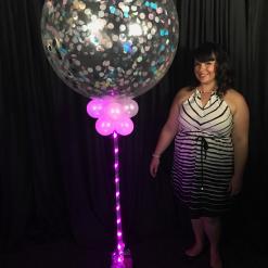 Pastel Sparkle Confetti Balloon Pink Ribbon Lites