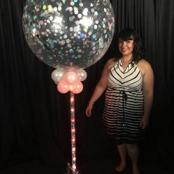 Jumbo Pastel sparkle Confetti balloon with orange ribbon lite