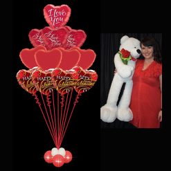 Valentines Ultimate Foil Bouquet with Giant Teddy