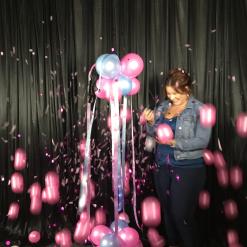 gender reveal balloon and confetti shower