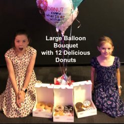 large balloon bouquet with 12 donuts