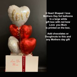 6 foil heart balloons in a box